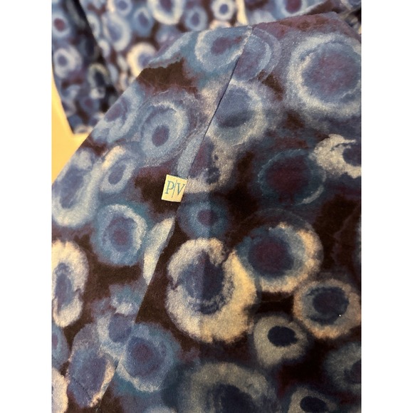 Perlavera XS Dress Blue Pattern Button Up Collar Cotton Preppy Comfort Chic - Picture 6 of 9